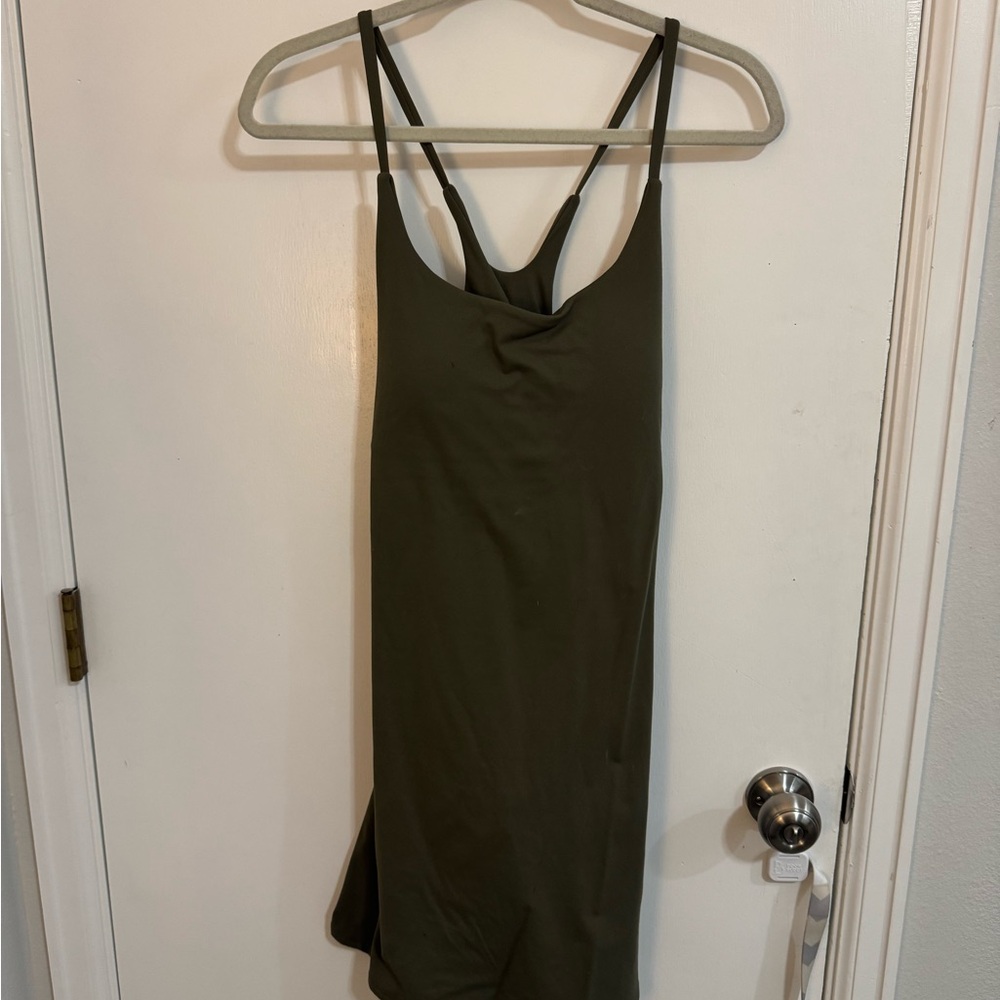 HALARA Olive Green Camisole Dress with Built-in Shorts